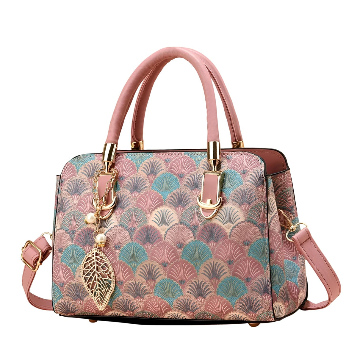 SYGA Women Stylish Tote Bag with Contrasting Colors – Medium Capacity Daily Shoulder Handbag(Flower Pink)