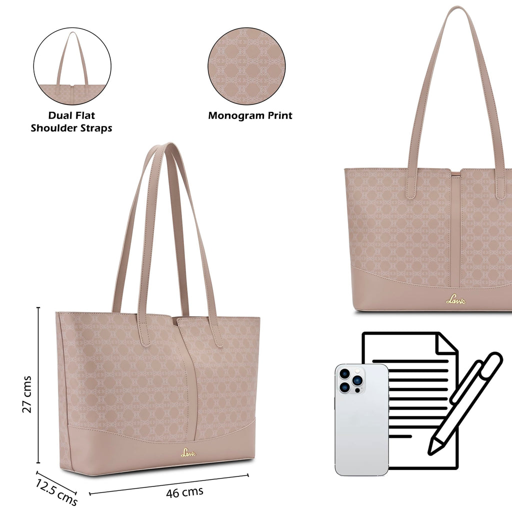 Lavie Women's Mono Freya Monogram Print Tote Bag for Women | Tote Bag for Work | Ladies purse | Stylish Shoulder Bag | Gift for Women