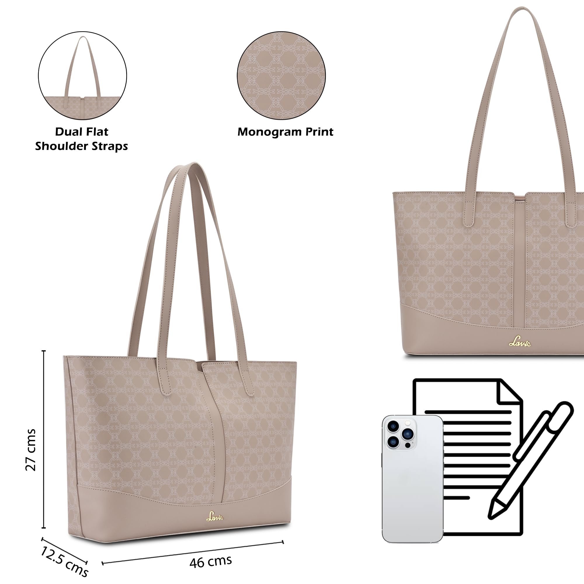 Lavie Women's Mono Freya Monogram Print Tote Bag for Women | Tote Bag for Work | Ladies purse | Stylish Shoulder Bag | Gift for Women