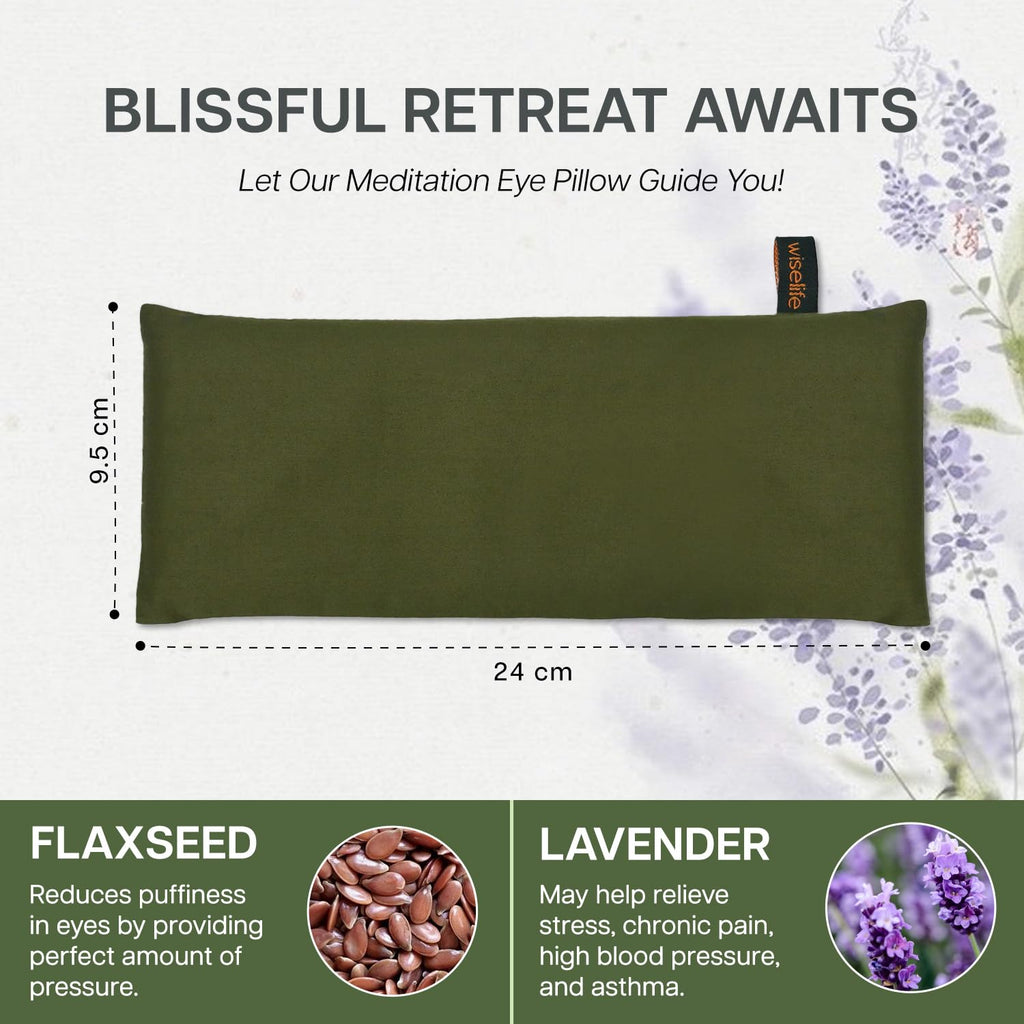 Wiselife Eye Pillow for Relaxation, 100% Cotton Linen, Small,Perfect for Sleeping, Yoga, Meditation | Gifts for Women, Birthday, Teachers | Olive Green