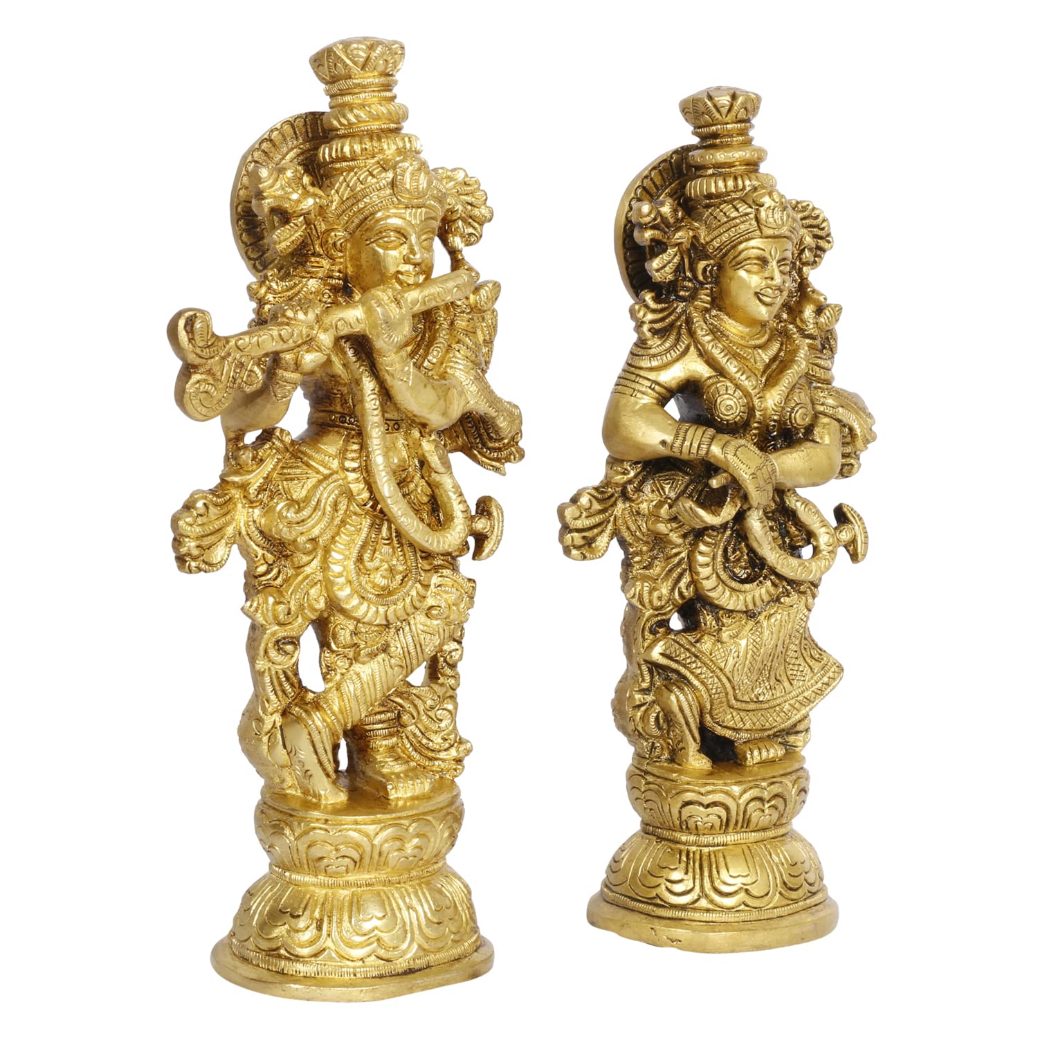 ARTVARKO Brass Radha Krishna Idol Statue Religious Statue Murti for Mandir, Living Room, Office Table and Home Décor Gift Height 9.5 Inch