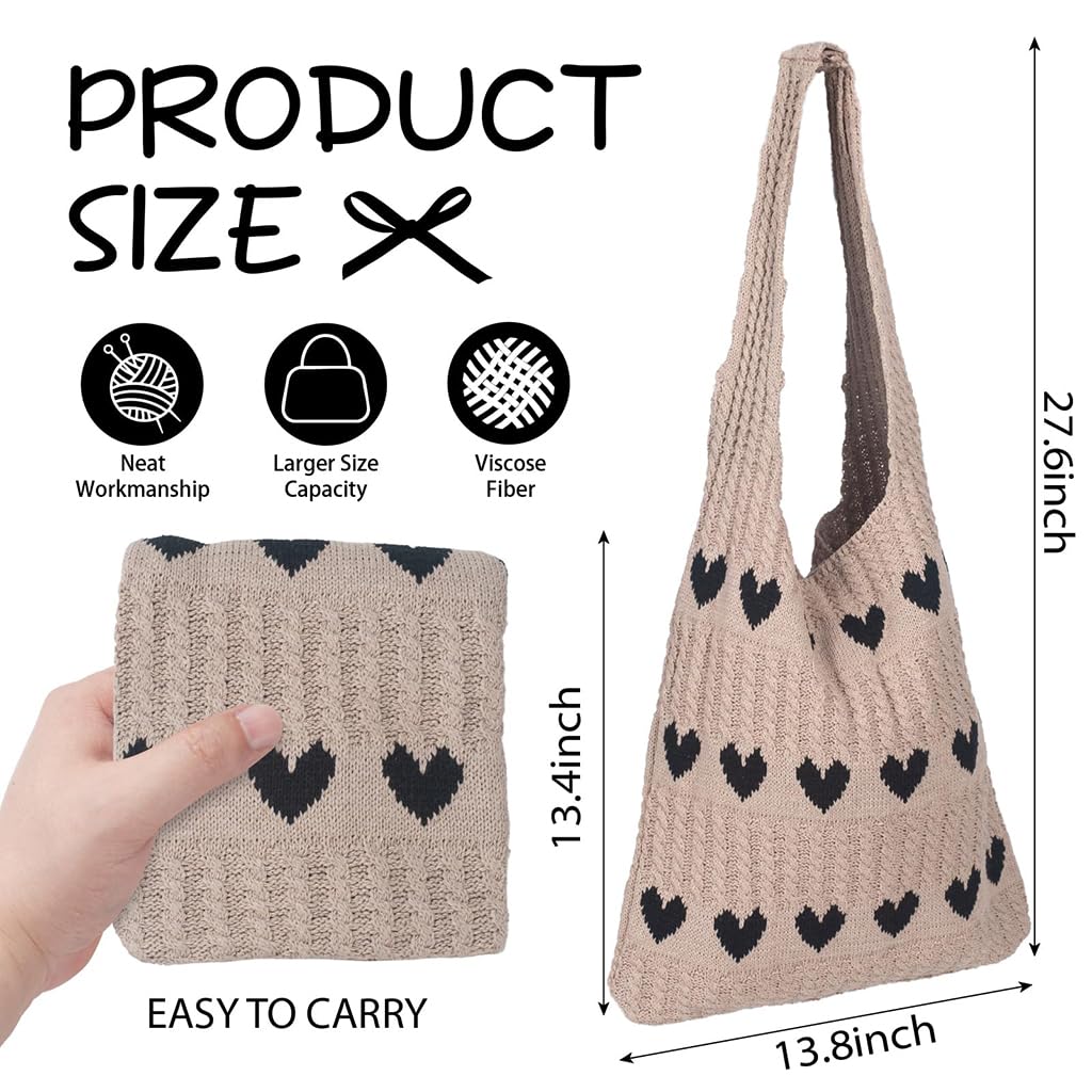 Zibuyu Crochet Tote Bag for Women, Soft Knit Shoulder Design, Beach Travel