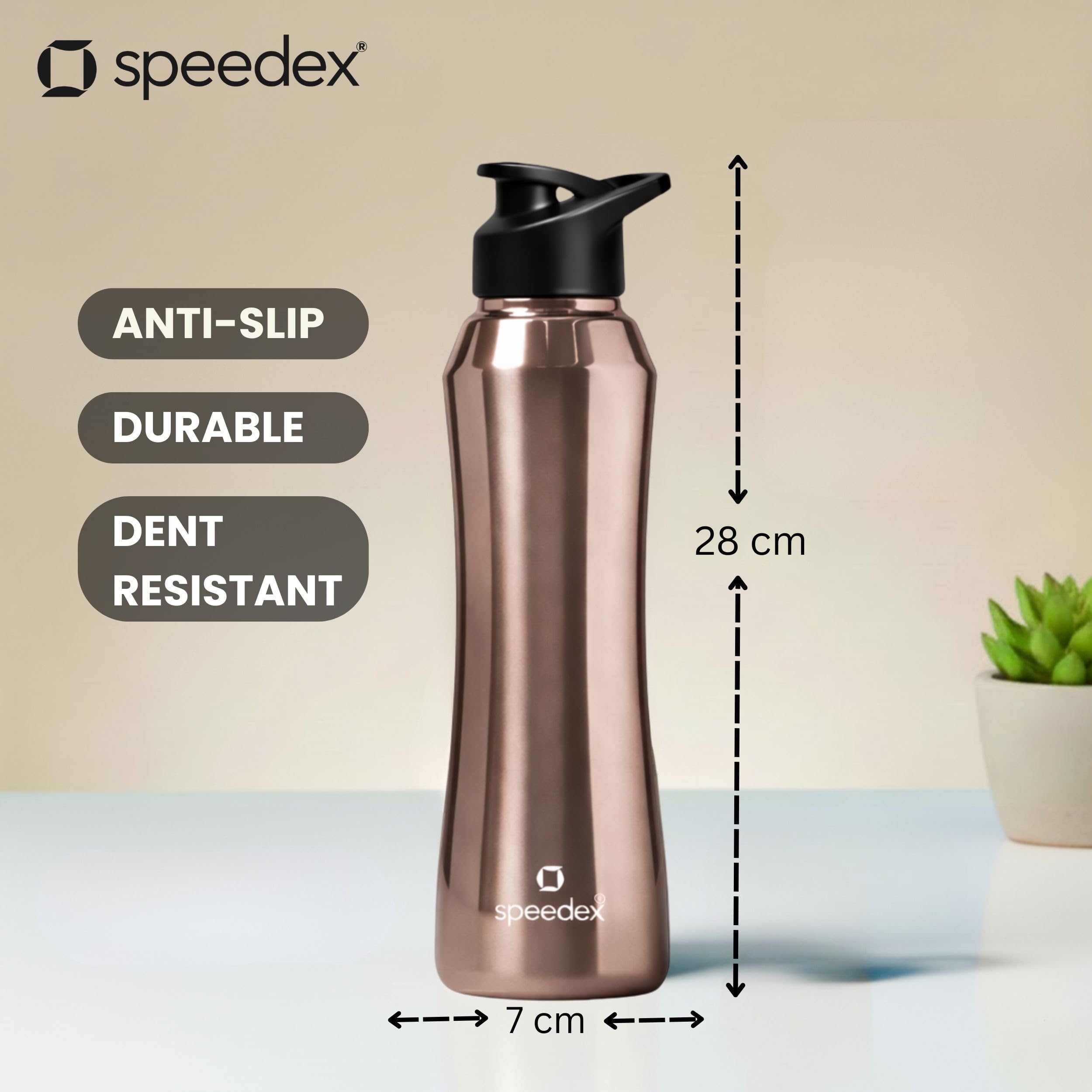 Speedex Stainless Steel Water Bottle 1 Ltr, 1000 ml Metal Bottle For Daily, Office, School, Gym, Travel Use for Men, Women, Kids, Adults-Leak Proof Sipper Cap, BIS Approved, Copper Gold, Set of 4