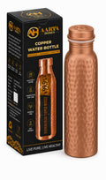 AARYA HOMES Pure Hammered Copper Water Bottle(950ml) | BPA-Free | Leak Proof | 99.9% Pure Copper | Antioxidant Benefits | Ayurveda Inspired | With Cleaning Powder,Brush,Silicon O-Ring & Premium Pouch.