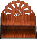 GOJEEVA KRAFT Engineered Wood Hand Crafted Carved Pattern Home Temple for Idols Temple for Home and Office I Premium Ganesh Ji Devghar | Set Top Box Stand I Wooden Mandir (Pack of 1) (Medium)
