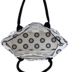 AQVA Cotton Canvas Tote Bag for Women with Side Pockets| Trendy Stylish Multipurpose Handbag with Zipper | Shoulder Bag for Shopping, Travel and Work | Sparkler, White