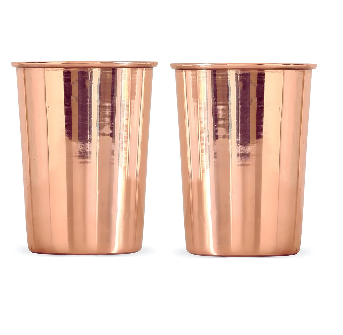 Adoko Pure Copper Tumbler 300ml | 2Pcs Set Handmade Ayurvedic Water Glass | Traditional Copper Utensil for Drinking & Serving
