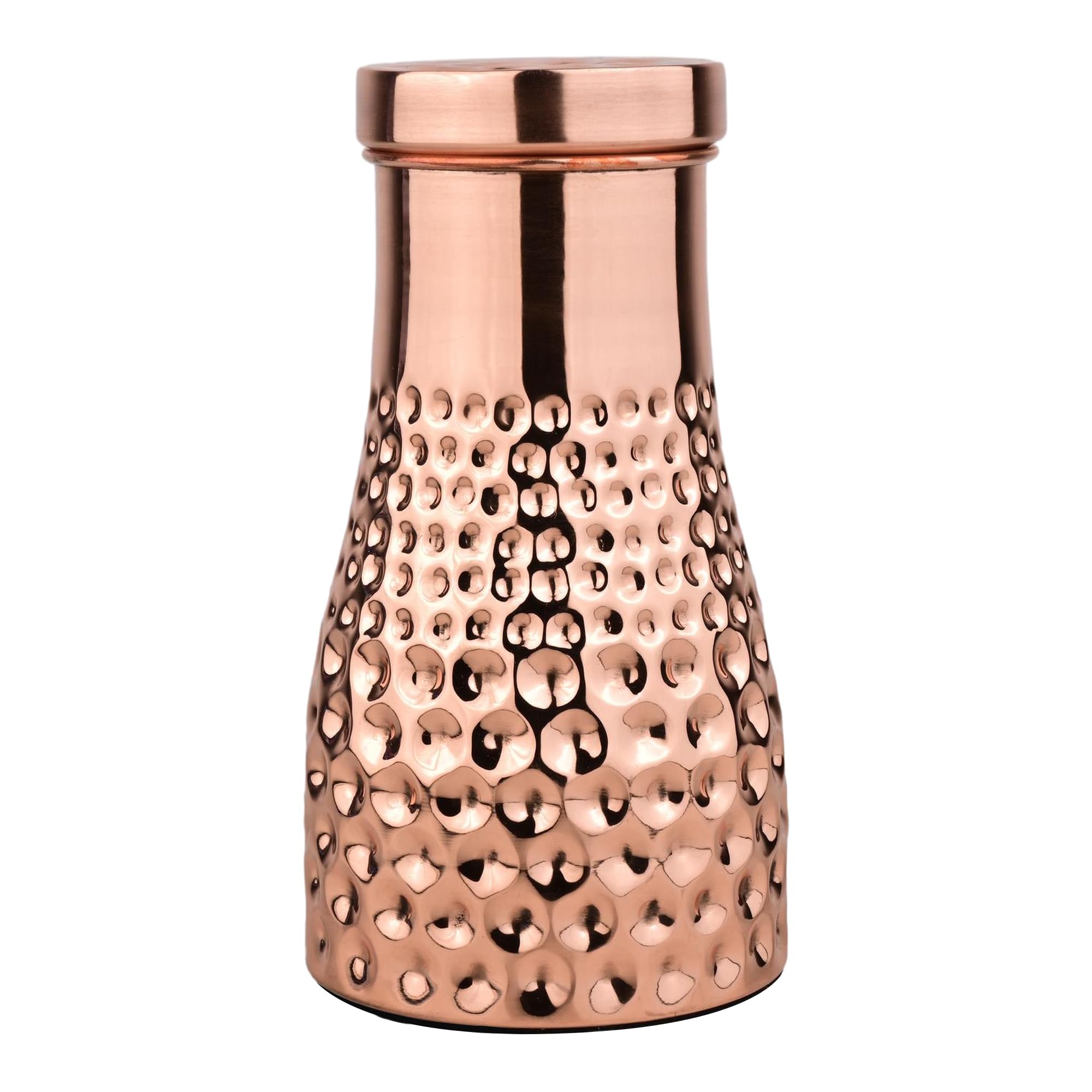 Tambra Copper Bedroom Jar with Inbuilt Glass | Polish Mix Dotted Design | Handcrafted, Leakproof, Jointless | Ayurvedic Benefits, Antioxidant Properties | 1200 ml (Pack of 1)