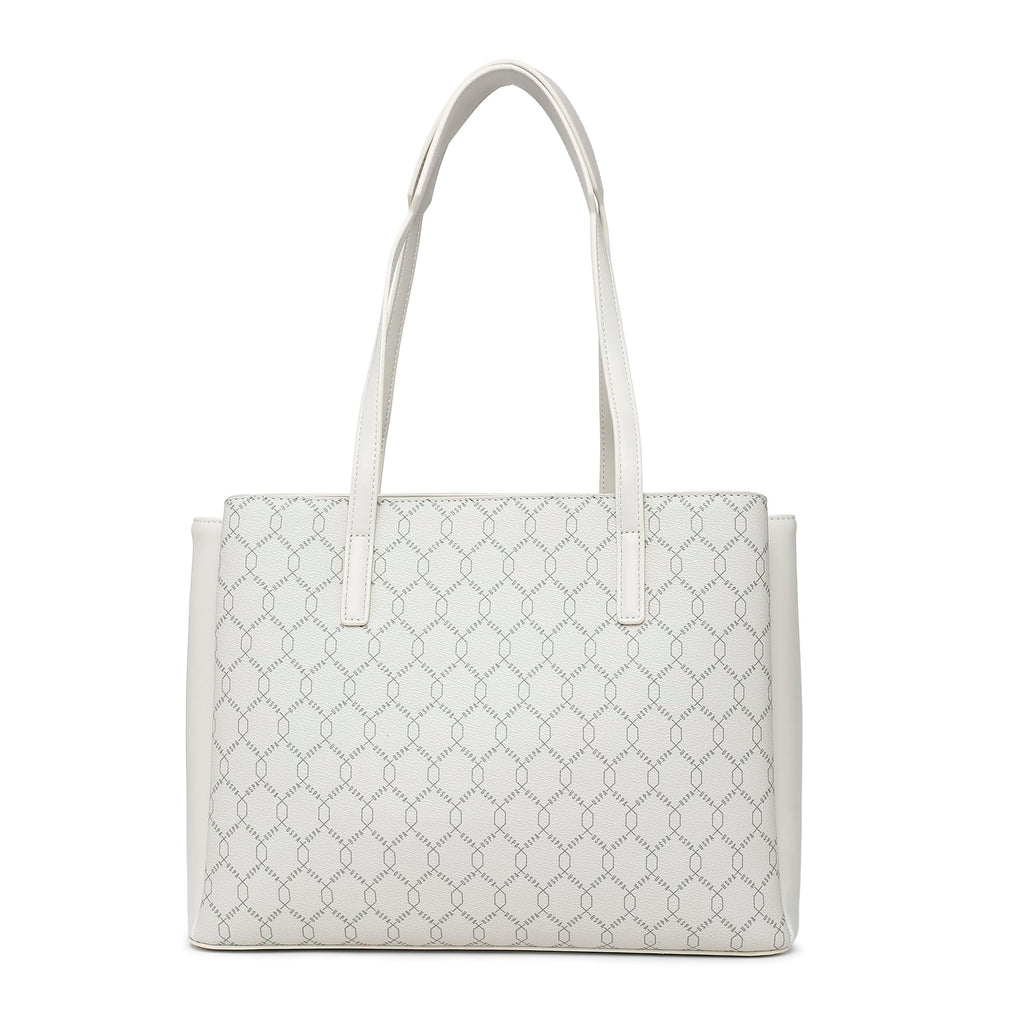 Cia Off White Tote Handbag With Monogram Detail Fits Upto 15 Laptop