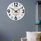 VIBECRAFTS Star Shape Pattern Wooden Wall Clock for Home Decor | Office | Livingroom, Bedroom | Cafe | Gifts (WWCVC1Pcs_15059)