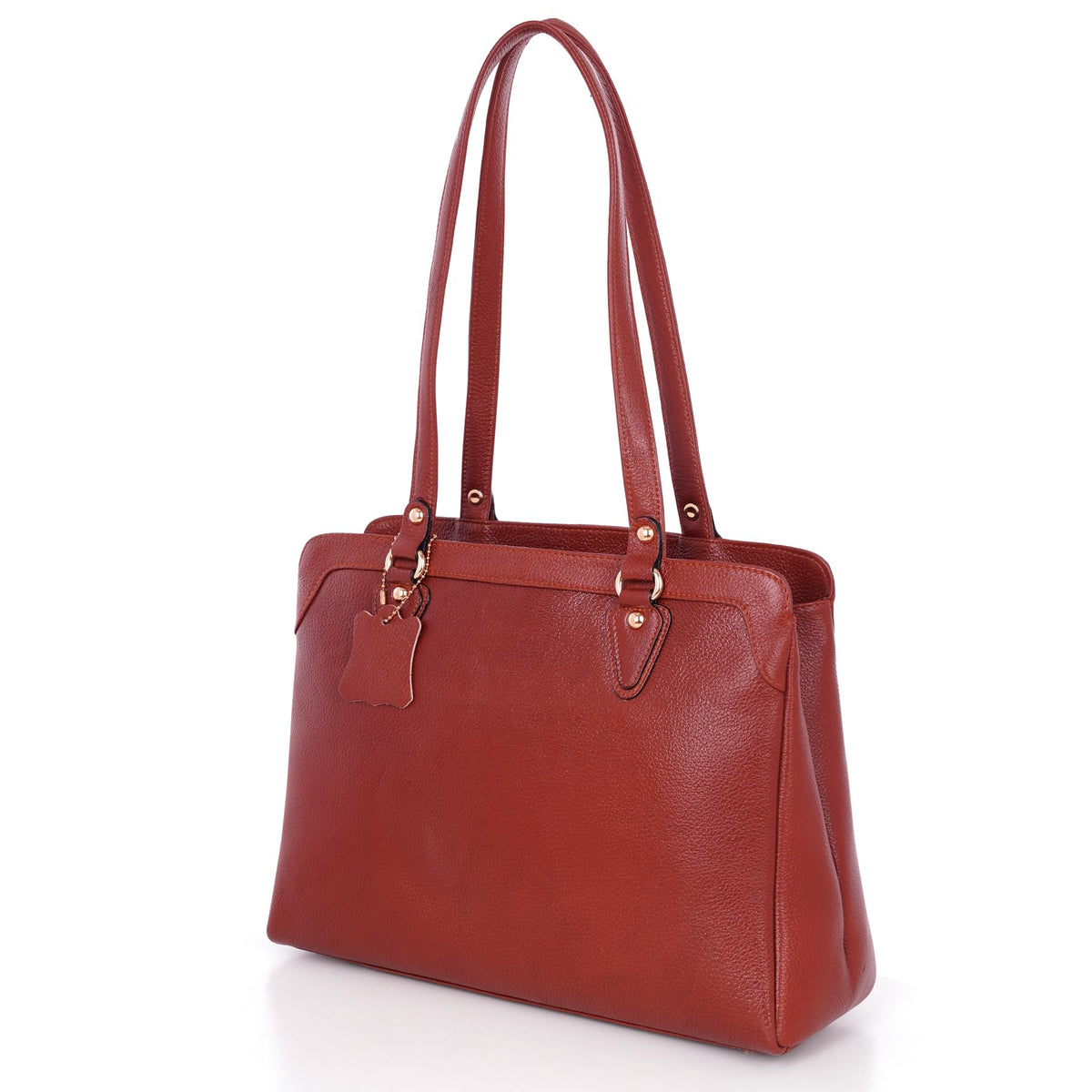 RICHSIGN LEATHER ACCESSORIES Full Grain Natural Leather Top Handle Satchel Tote Handbags & Shoulder Bags For Women Office (Dimension- L-13 X H-10 x W- 4 Inch | Weight- 0.7 KG / 700 GR (BROWN)