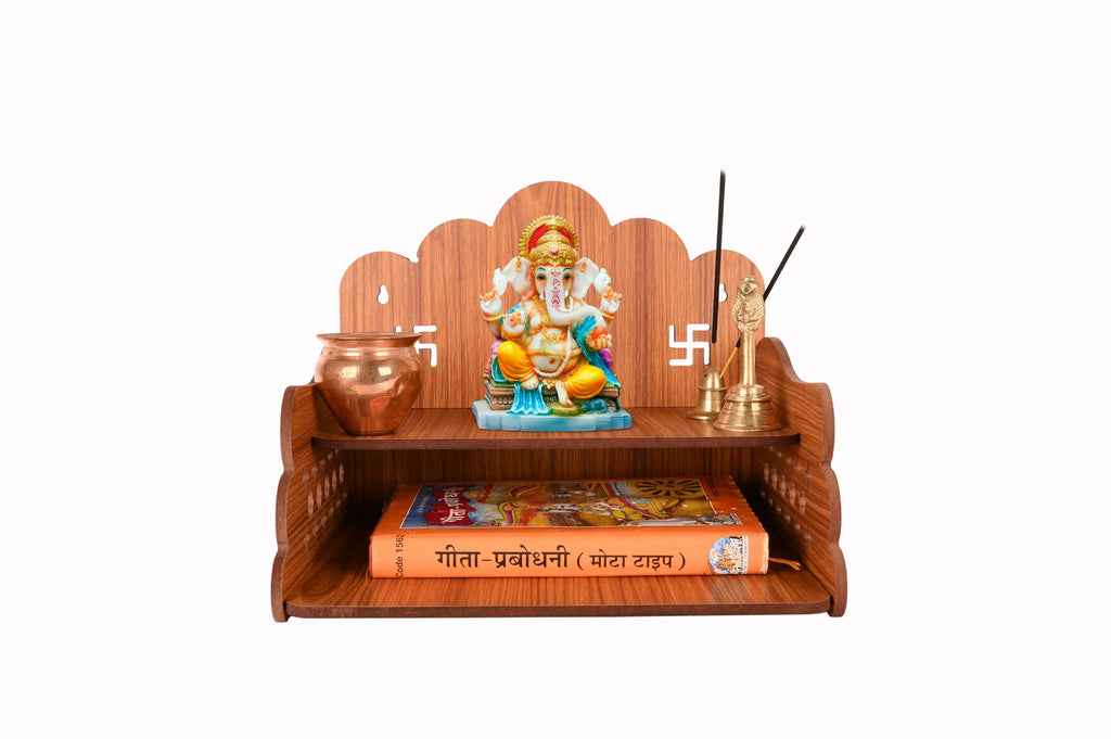 AR ART Dummy 01 Engineered Wooden Wall Mounted Pooja Mandir for Home and Office Size 11.25 x 9.50 x 9.25 Inch Light