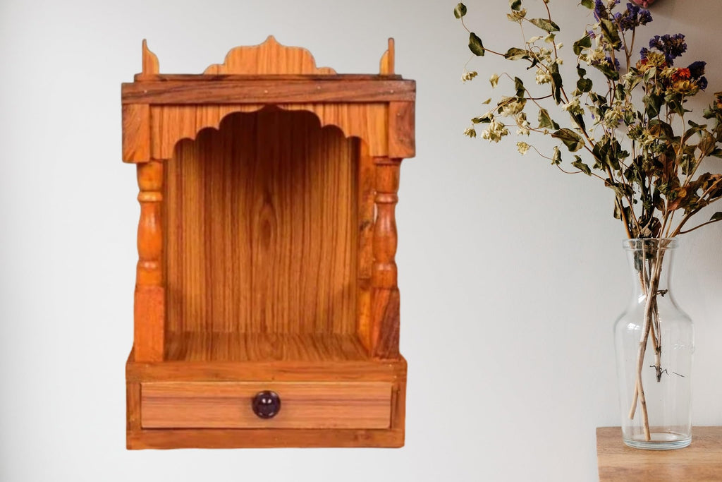 SLPL skylight Wooden Wall Hanging Temple for Home, Office, Shop || Brown, Traditional, 1.5 kg, 35 cm H x 10 cm W x 2 cm D