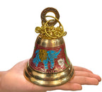 DSH Brass Hanging Bells for Puja Room Decoration Items Hanging Bell for Mandir Temple Decor Ghanti for Mandir. (Red, H-4.5 Inch)