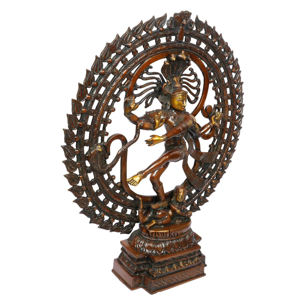 ARTVARKO Pure Brass Big Size Natraj Dancing Idol Natrajan Murti Om Nataraja Shiva Statue for Home Decor Height 24 Inch