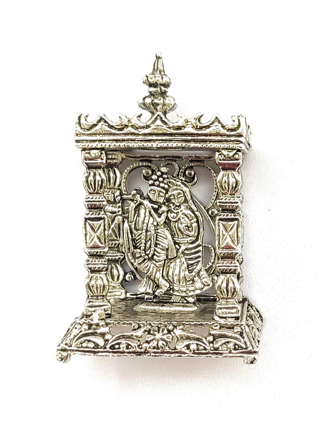 Chircrafts Radha Krishna Temple/Home Mandir- Metal Plated Especially for Diwali Puja and Gift Purpose(H 2 x L 1 x W 1) inches,Combo -3