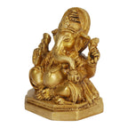 Svarup Brass Sitting Ganesha Ganesha Idol for Home Office Entrance Decor Diwali Pooja 4 Inch