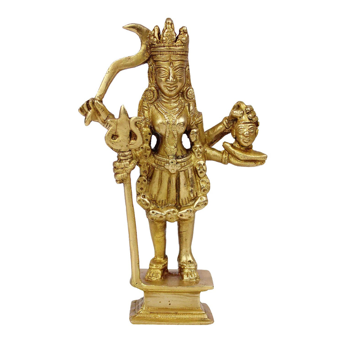 ARTVARKO Brass Maa Kali Statue Kalika Kaali Idol Temple Puja Sculpture 7.5 Inch