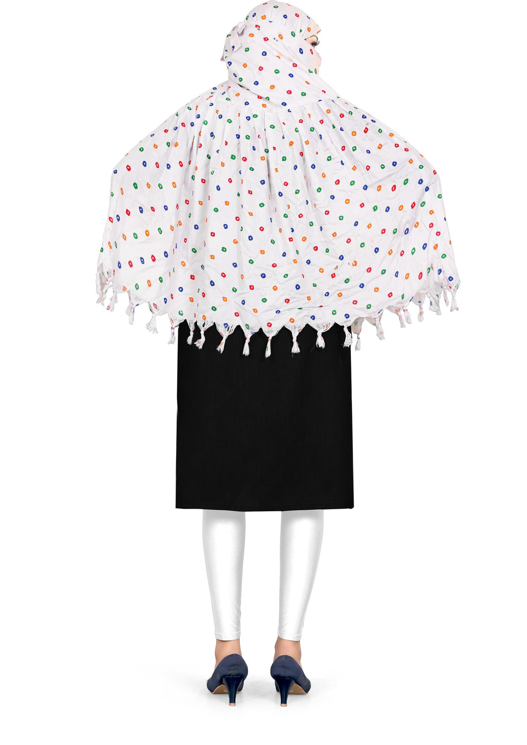 Sclout Soft Cotton Breathable Sun Protection Scarf Dupatta Usable for vehicle Driver | White Printed Design Stoles | Universal Size | For Girl & Women | Light Weight (Scarf - Dot)