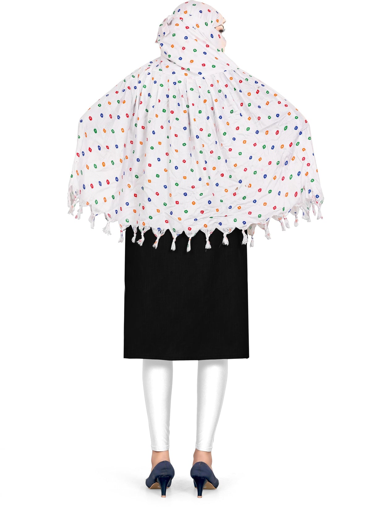 Sclout Soft Cotton Breathable Sun Protection Scarf Dupatta Usable for vehicle Driver | White Printed Design Stoles | Universal Size | For Girl & Women | Light Weight (Scarf - Dot)