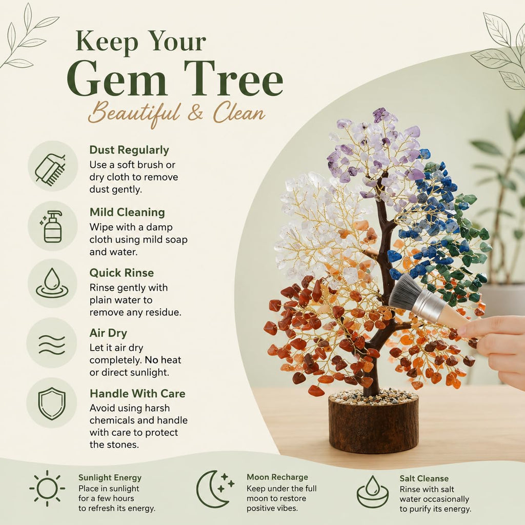 NIRAKLEAF Seven Chakra Crystal Tree, Multicolor,200 Beads, 9-12 Inches