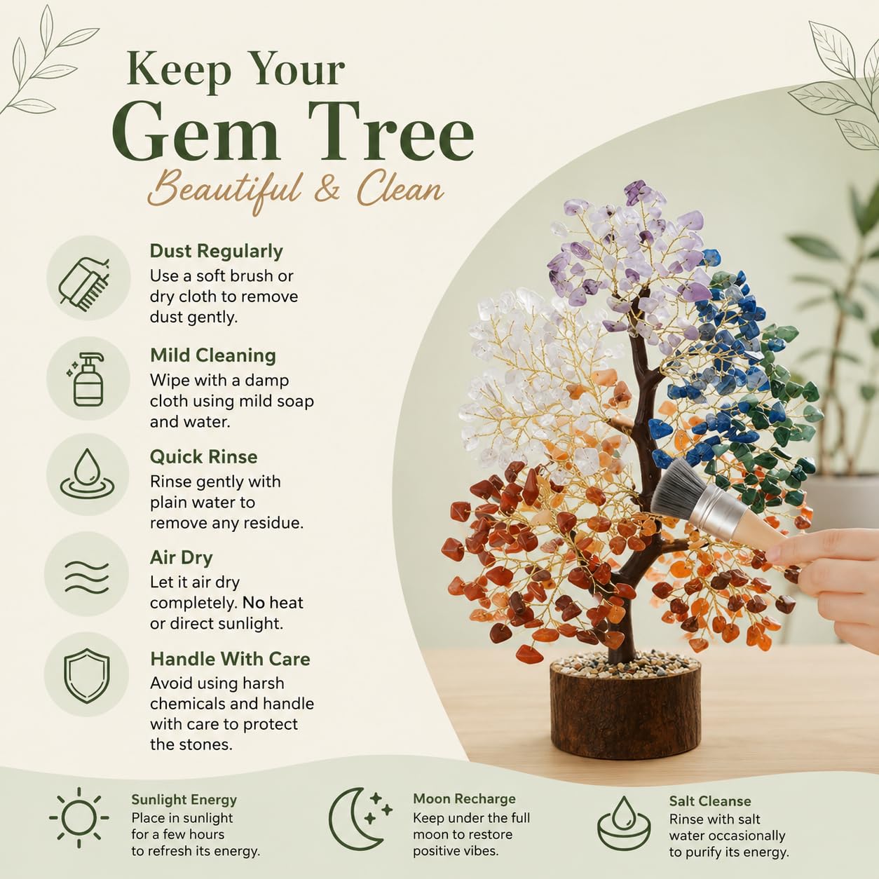 HEEZOX Seven Chakra Crystal Tree,200 Beads,Multicolor