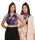 GRECIILOOKS Women's Crepe Silk Square Scarf Pack Of TWO, Printed Lightweight Neck Scarf, Head Wrap, Hair Accessory (GL-SCF009&SCF010)
