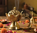 DSH Brass Dhup Dani Dhuna Loban Burner Kapoor Dani Incense Burner Sambrani Holder for Puja Home Decor & Gifting. (Large)