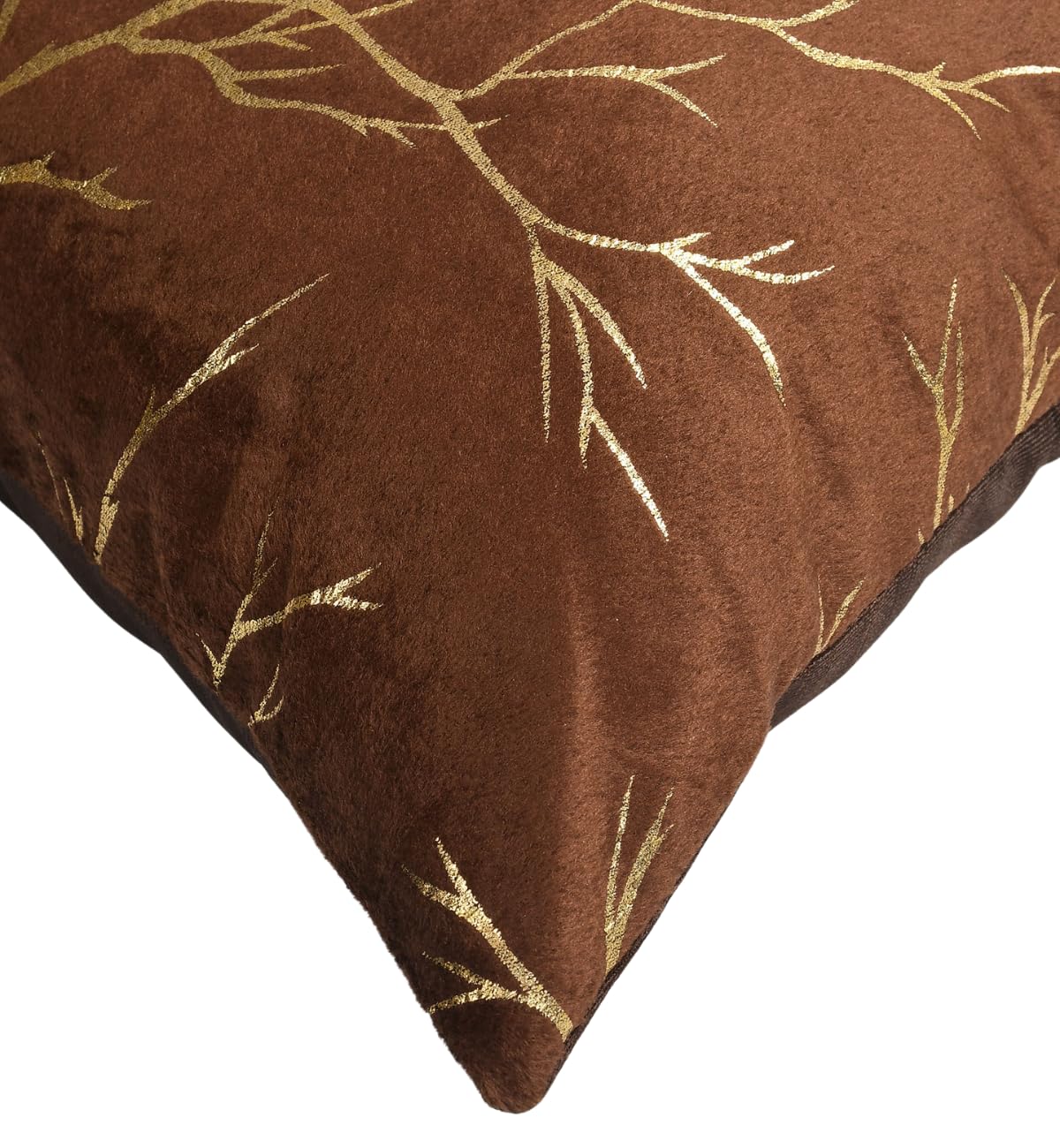 Stuffique Velvet Foil Cushion Covers 20 inch x 20 inch Set of 2, Brown