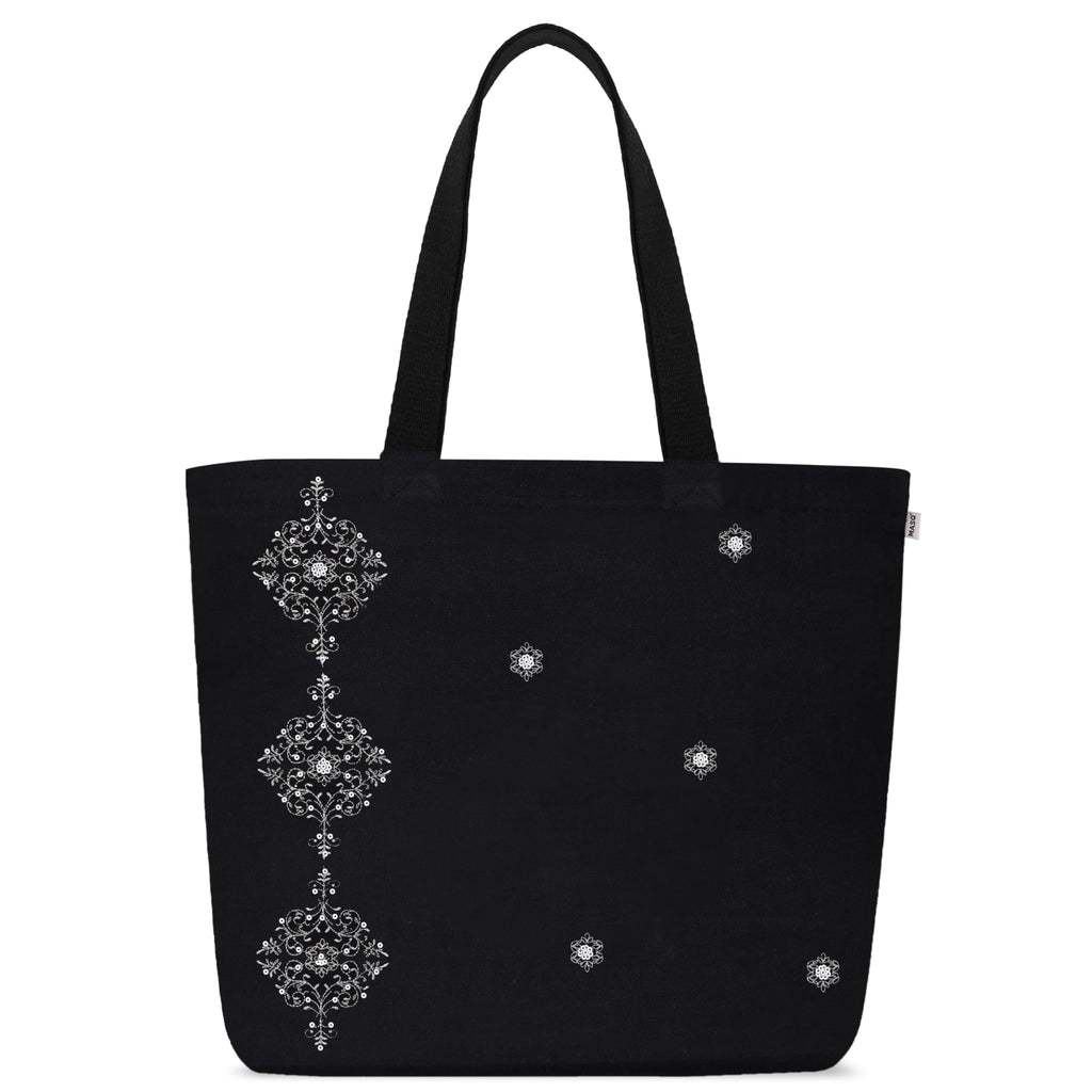 MASQ by Q-One Cute Genes Foldable Reusable Tote Bag for Women with Zip | College Bag for Girls | 100% Organic Canvas Tote for Shopping, Travel & Beach | (Urban)