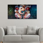 VIBECRAFTS Hindu Ganesha 3 Pieces Canvas Wall Painting Fitted With Wooden Frame For Home | Office | Living Room | Gifts(PTVC3Pcs3_11514)