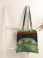 Ravaiyaa - Attitude is everything Cotton Shoulder Bag/Tote Bag For Women| Printed Multipurpose Handbag With Top Zip | Best For Shopping, Travel, Work, Beach, Office, College (Green & Black Astrology)