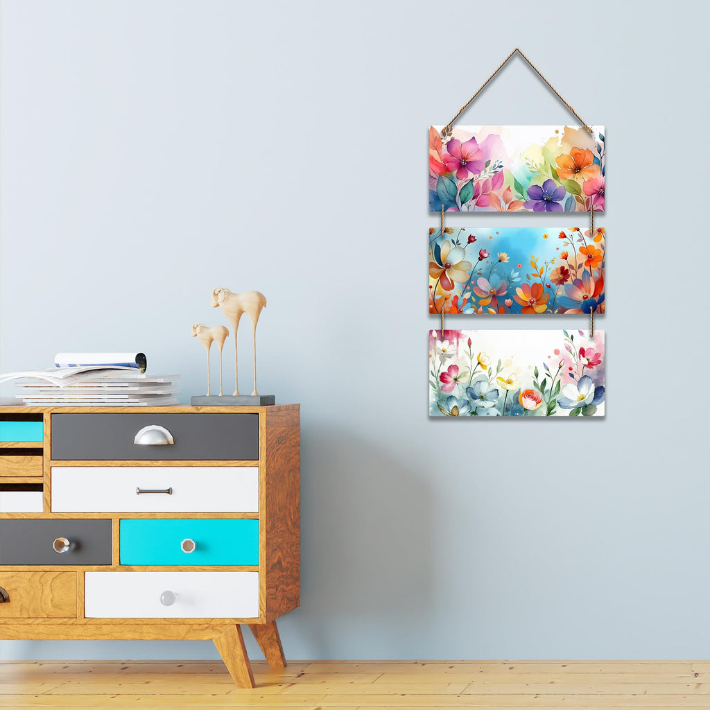 Artvibes Floral Illustration Art Decorative Wall Art MDF Wooden Wall Hanger for Home | Living Room | Office | Wall Art Painting For Hall | Graphic Artwork | Wall Art Print | Unique Gift (WH_9432N)