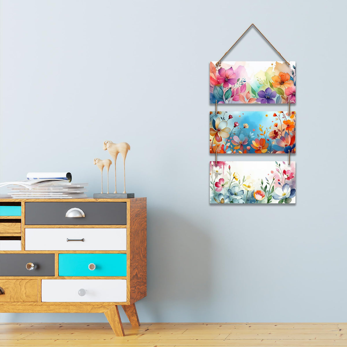 Artvibes Floral Illustration Art Decorative Wall Art MDF Wooden Wall Hanger for Home | Living Room | Office | Wall Art Painting For Hall | Graphic Artwork | Wall Art Print | Unique Gift (WH_9432N)
