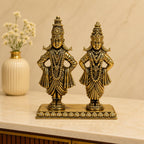 ARTVARKO Pure Brass Shri Vitthal Rukmani Murti Statue Idol for Home Office Temple Decor Gift Height 3 Inch