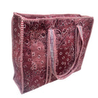 Bazaar Bhoot Edition Premium Cotton Quilted Shopping Tote Bag - Multipurpose Long Lasting Foldable Reusable Bag with zipper for Shopping, Travel & Daily Use - Made in India (Shaded Maroon)