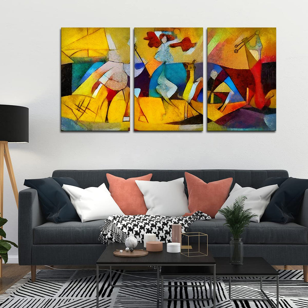 VIBECRAFTS 3 Pieces Abstract Modern Art Canvas Wall Painting Fitted With Wooden Frame For Home | Office | Living Room | Gifts(PTVC3Pcs3_11520)