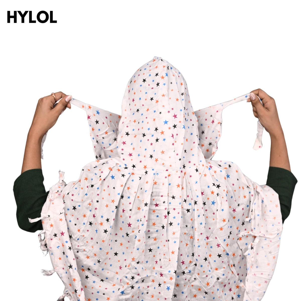 HYLOL Pure Cotton White Innovative Stylish Star Printed Pattern Fancy Scarf With Sun Protection Cover Face Cotton Mask For Women's And Girls (Star) For Female