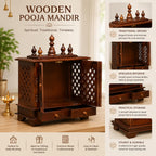 Kamdhenu Art and Craft Wooden Temple/Home Temple/Pooja Mandir/Pooja Mandap/Temple for Home(Jna),52 cm,45 Cm