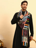 Pashmoda Men Floral Sonata Royal Fine Soft Bamboo Fibre Stole, Multicoloured Design, Evening Wrap, Luxury Pashmina Style Scarf, Wrap, Sustainable and Natural Fabric (Size 28x80,Multi colour) MISST32