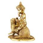 ARTVARKO Big Brass Ganesha Bhagwan Seated on Rat Idol Ganesha Mooshak Statue Ganpati Murti for Home Entrance Decor Luck Gift 14 Inches