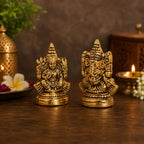 KridayKraft Metal Laxmi Ganesh Idol Decorative Murti Metal laxmi Ganesha Statue for Pooja & Decor Your Home, Office, Decorative Showpiece Figurines