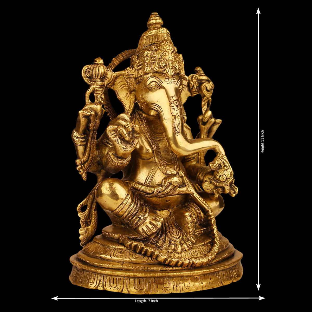 SVARUP Brass Ganesha Idol for Home Decoration Ganpati Statue Murti for Gift Height 11 Inch Weight 4.4 Kg Color Gold