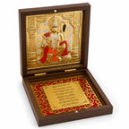 Hanuman Pocket Temple with Hanuman Chalisa - Gold Plated Bajrang Bali Puja Box & Charan Paduka | Premium Diwali, House Warming & Wedding Return Gift (Brown, Medium)