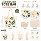 OLL Floral Canvas Tote Bag for Women | Pinterest Viral Aesthetic Tote Bag | 15x15 Inch Large Reusable Shoulder Bag | Summer Casual Daily Use Handbag for Office, College, Shopping & Travel - DGSN-20