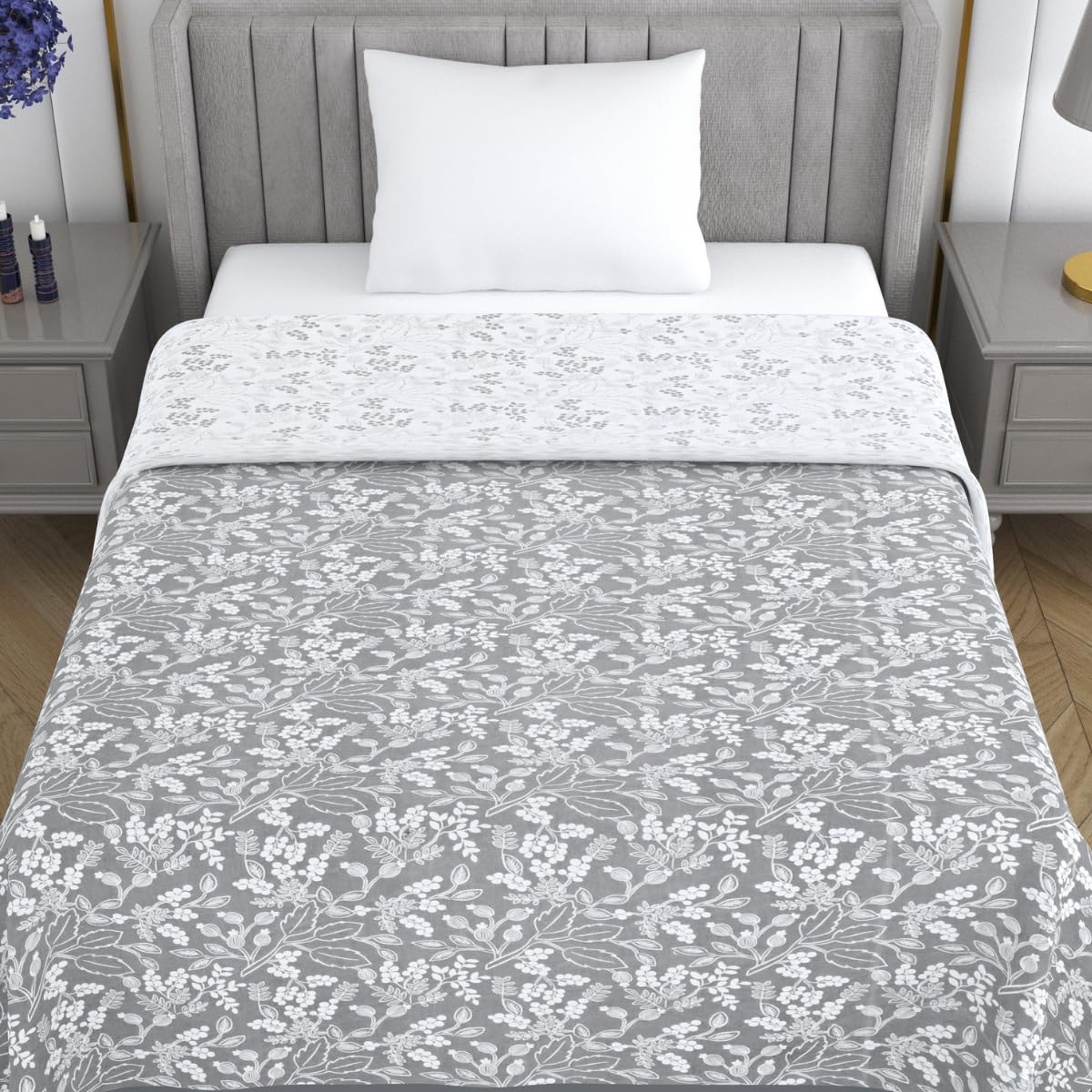 Mafatlal Sparsh Single Dohar Cotton, 150 GSM Pure Cotton Malmal, Reversible AC Blanket Single, Soft Lightweight & Breathable Cotton Blanket, 58 x 88 Inch, Beige, Tan & Golden Kafalo