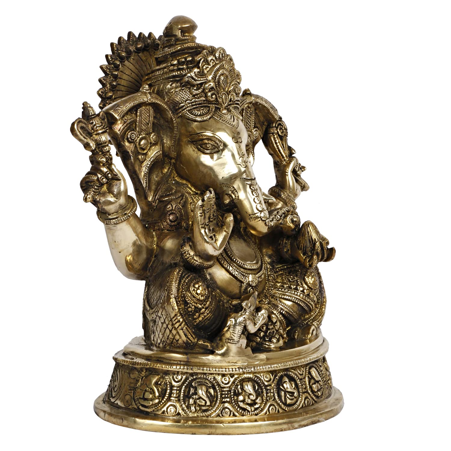 ARTVARKO Big Brass Mangalkari Ganesha Sitting Big Ear Ganesh Bhagwan Statue for Home Entrance Decor Ganpati Idol Murti Marriage Gift Good Luck Success Diwali Festival Puja 11 Inches