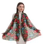 EH 100% Pure Mulberry Silk Scarf for Women, head scarf, neck scarf, hair scarf, digital printed long (22 X 72) (MC 37)