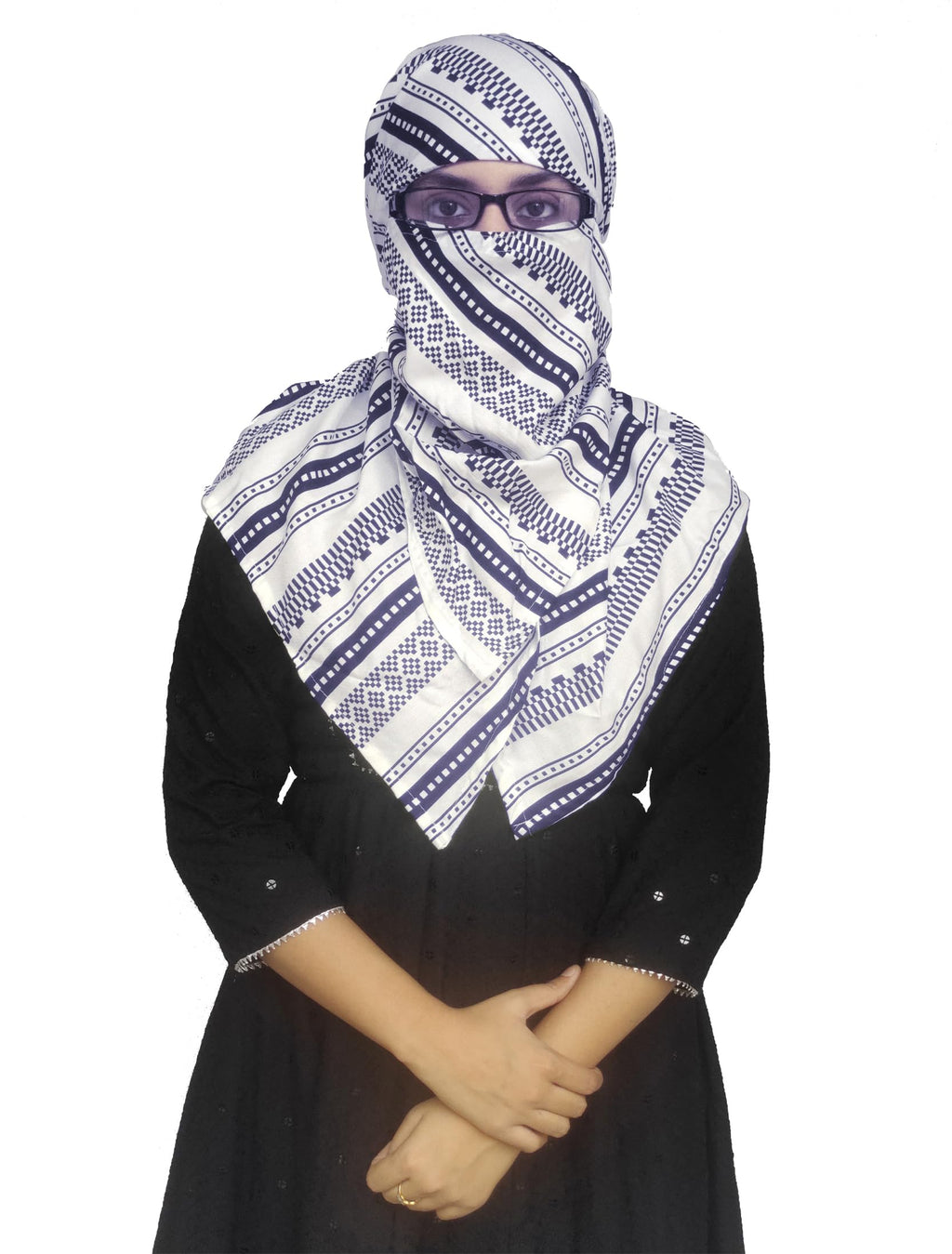 Switchon Rayon Anti Pollution Full face Scarf UV Sun Rays Protection Hijab scarf for women - Free Size (Blue and White)