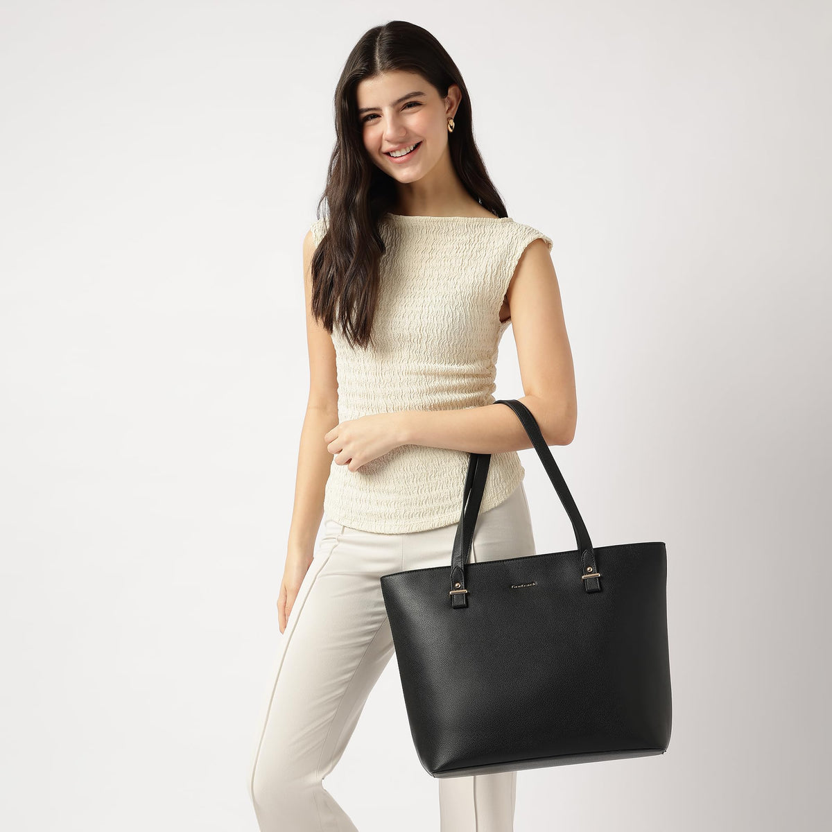 Fastrack PowerCarry Tote for Women| Semi-PU Faux Leather Tote with Zip Closure & Comfy Strap | Spacious 15.12L Handbag for Office, College, or Casual Outings